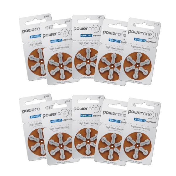 Power One Hearing Aid Batteries Size 312 Pack of 60