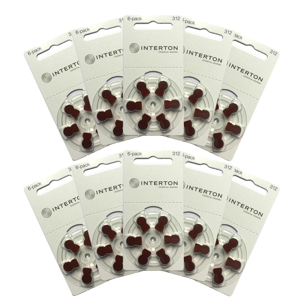 Interton Hearing Aid Batteries Size 312 Pack of 60