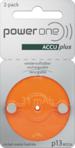 Power One Accu Plus Size 13 Rechargeable Hearing Aid Batteries